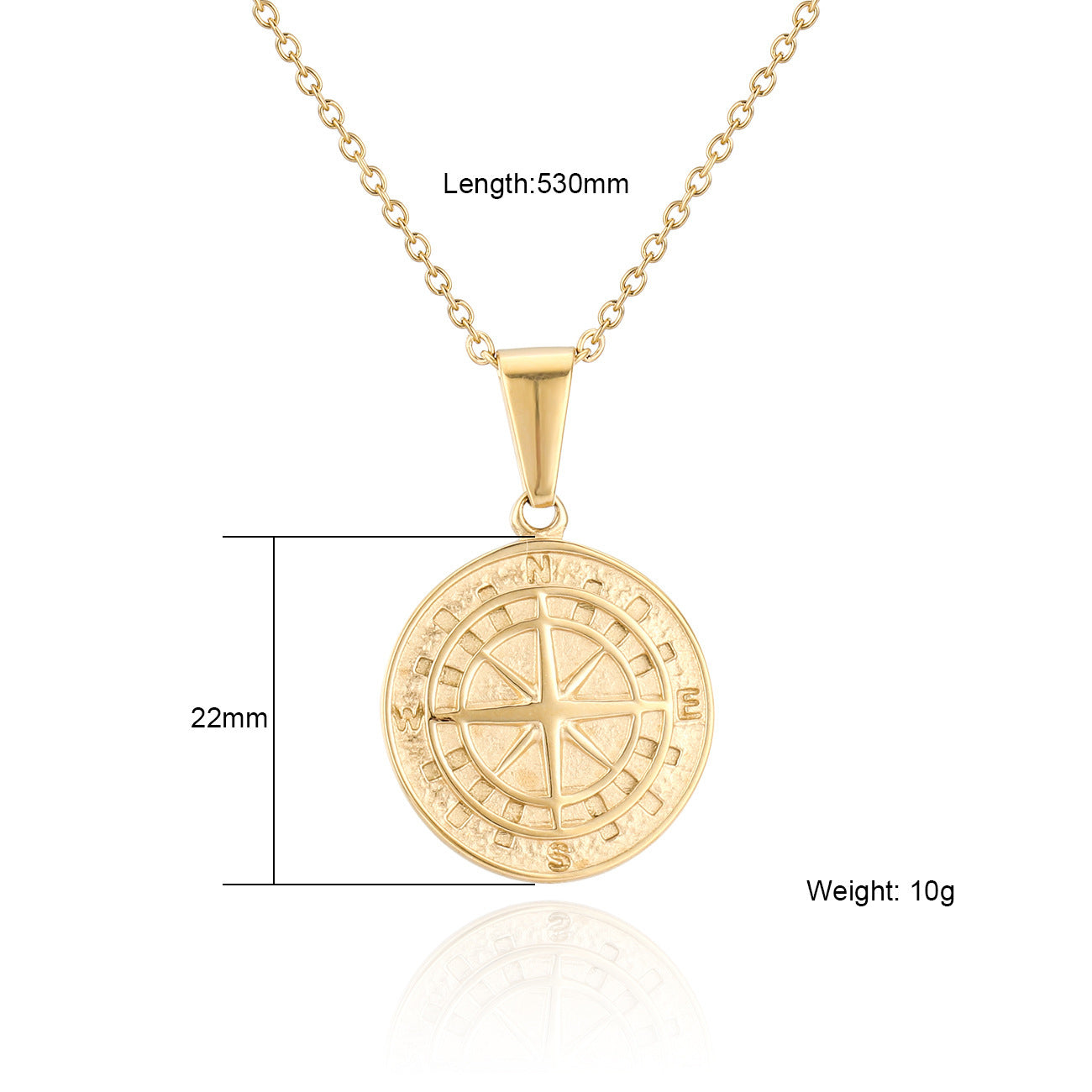 Stainless Steel Compass Pendant Necklace