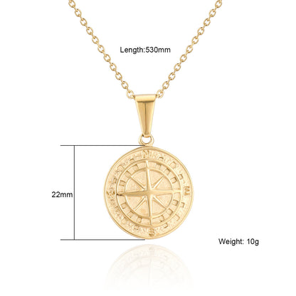 Stainless Steel Compass Pendant Necklace