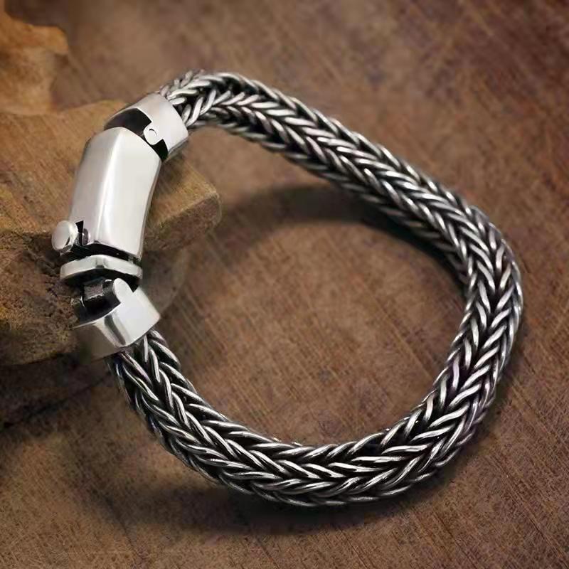 Hemp Rope Domineering Silver Bracelet