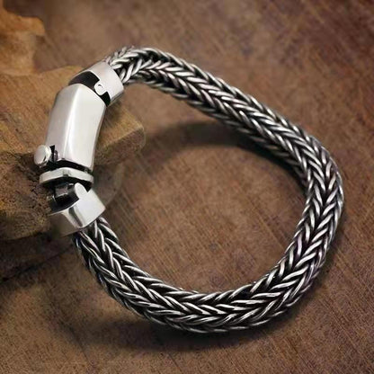 Hemp Rope Domineering Silver Bracelet