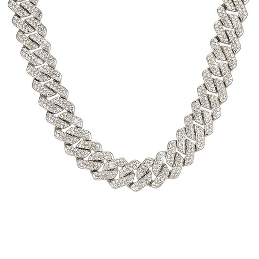 Rhinestone Cuban Link Chain Necklace