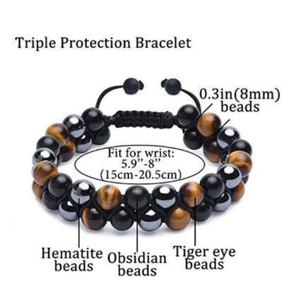 Tiger Eye Obsidian Hematite Natural Bracelet