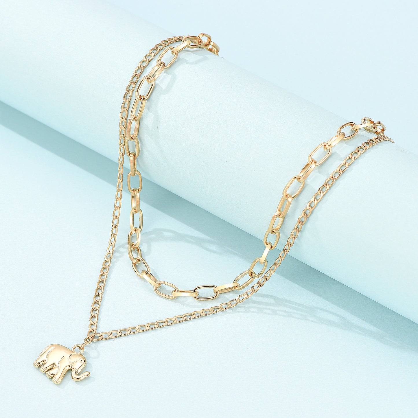 Two-Piece Necklace Elephant Layered Necklace