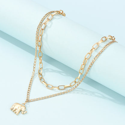 Two-Piece Necklace Elephant Layered Necklace
