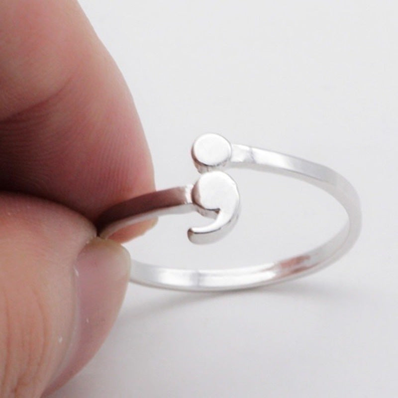 Simple Fashion Inspiration Ring Creative Semicolon Design Ring