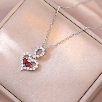 Exquisite Luxury Rhinestone Crystal Heart Pendants Necklace