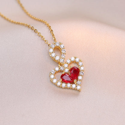 Exquisite Luxury Rhinestone Crystal Heart Pendants Necklace