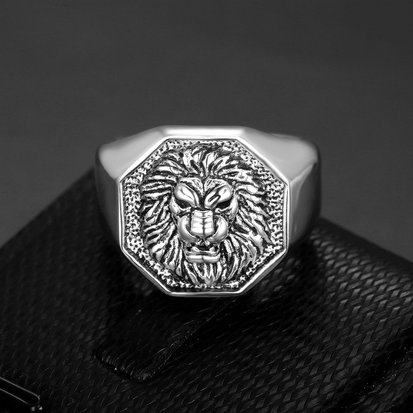 Lion's Head Punk Gold Steel Titanium Steel Ring