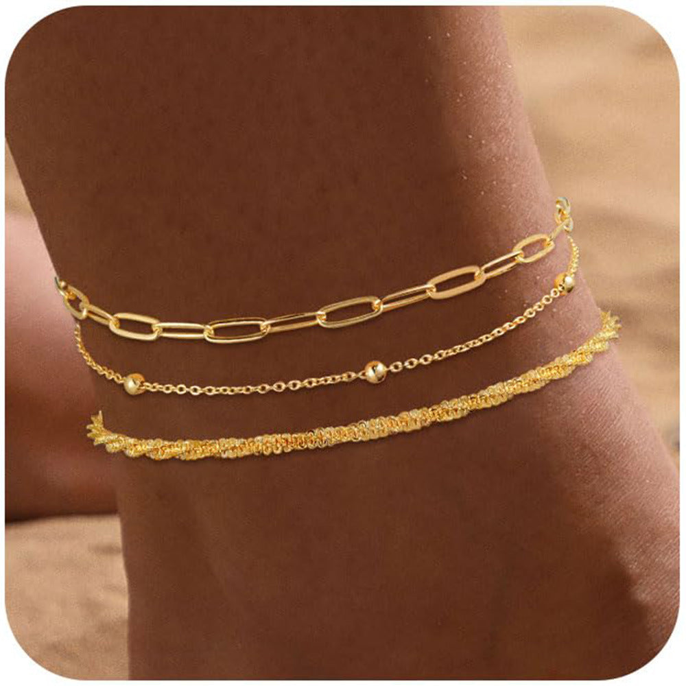 Heart-Shaped Satellite Adjustable Anklet