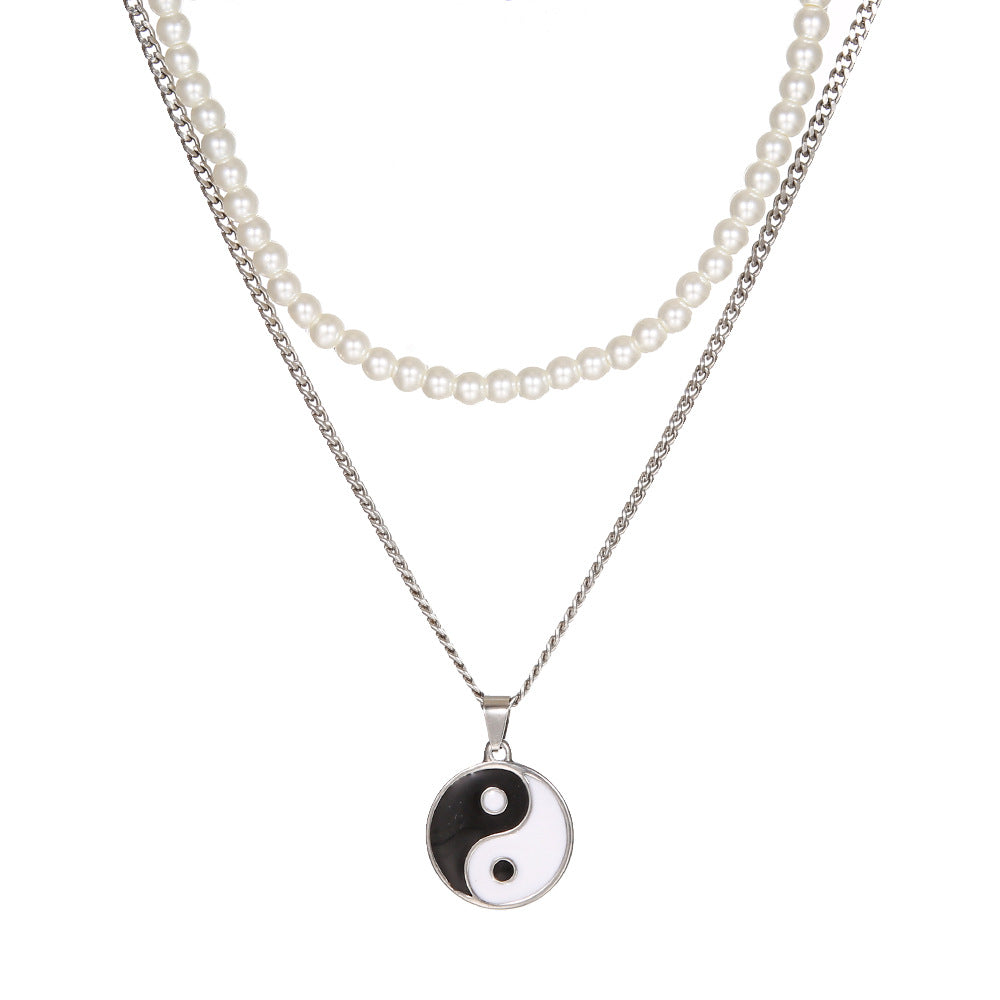 Double-layer Pearl Stainless Steel Necklace