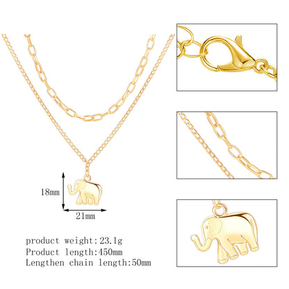 Two-Piece Necklace Elephant Layered Necklace