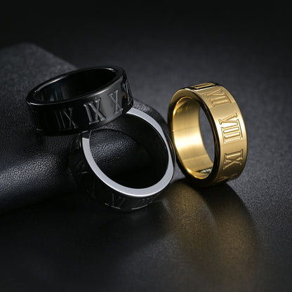 Roman Digital Ring Titanium Steel