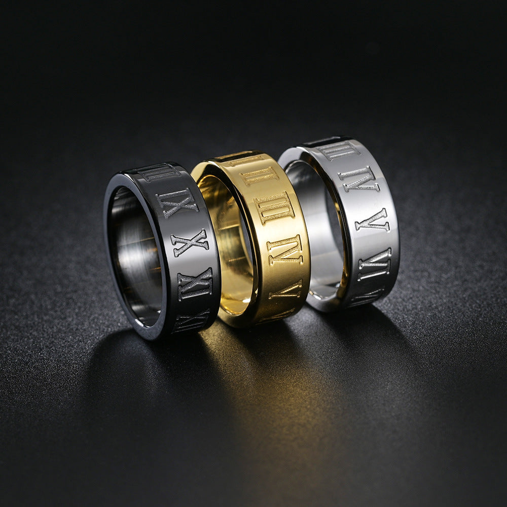 Roman Digital Ring Titanium Steel