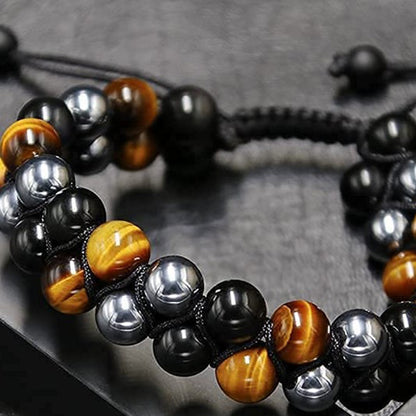 Tiger Eye Obsidian Hematite Natural Bracelet