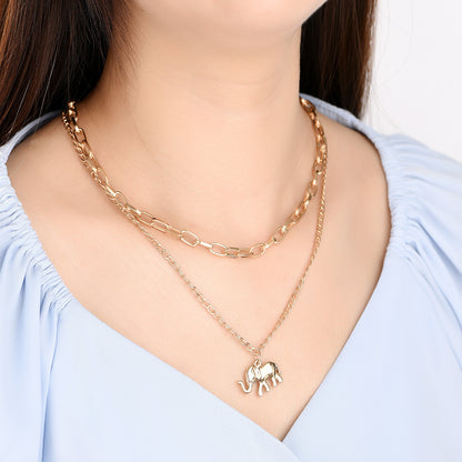 Two-Piece Necklace Elephant Layered Necklace
