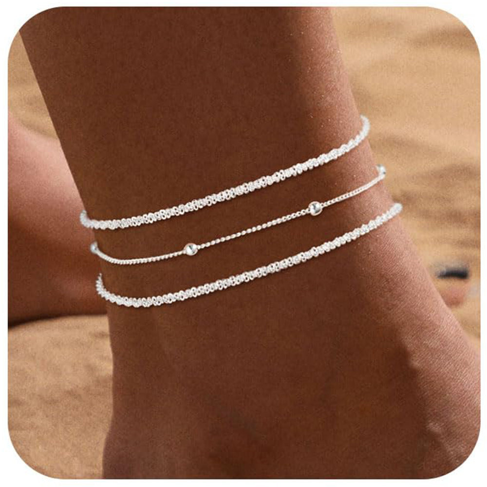 Heart-Shaped Satellite Adjustable Anklet