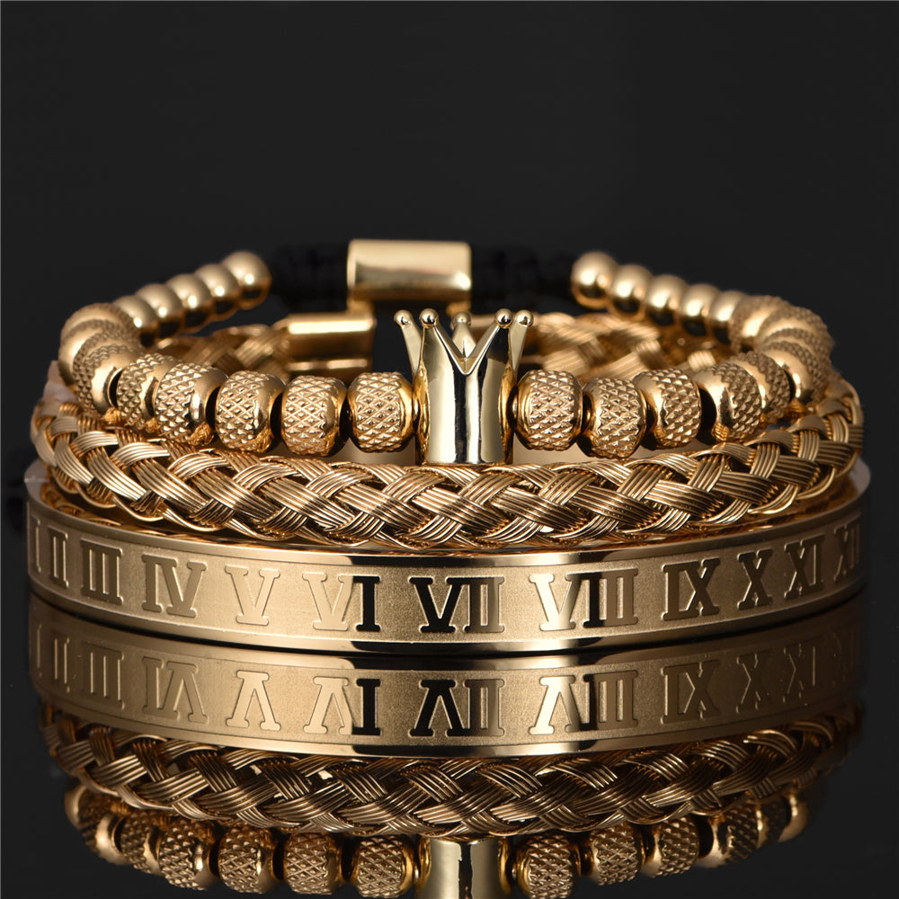 Luxury Roman Royal Crown Charm Bracelet