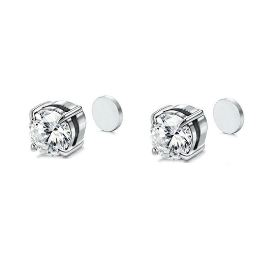 Jeroic™ Zirconia Stud Men's Magnetic Earrings, No Piercing Needed